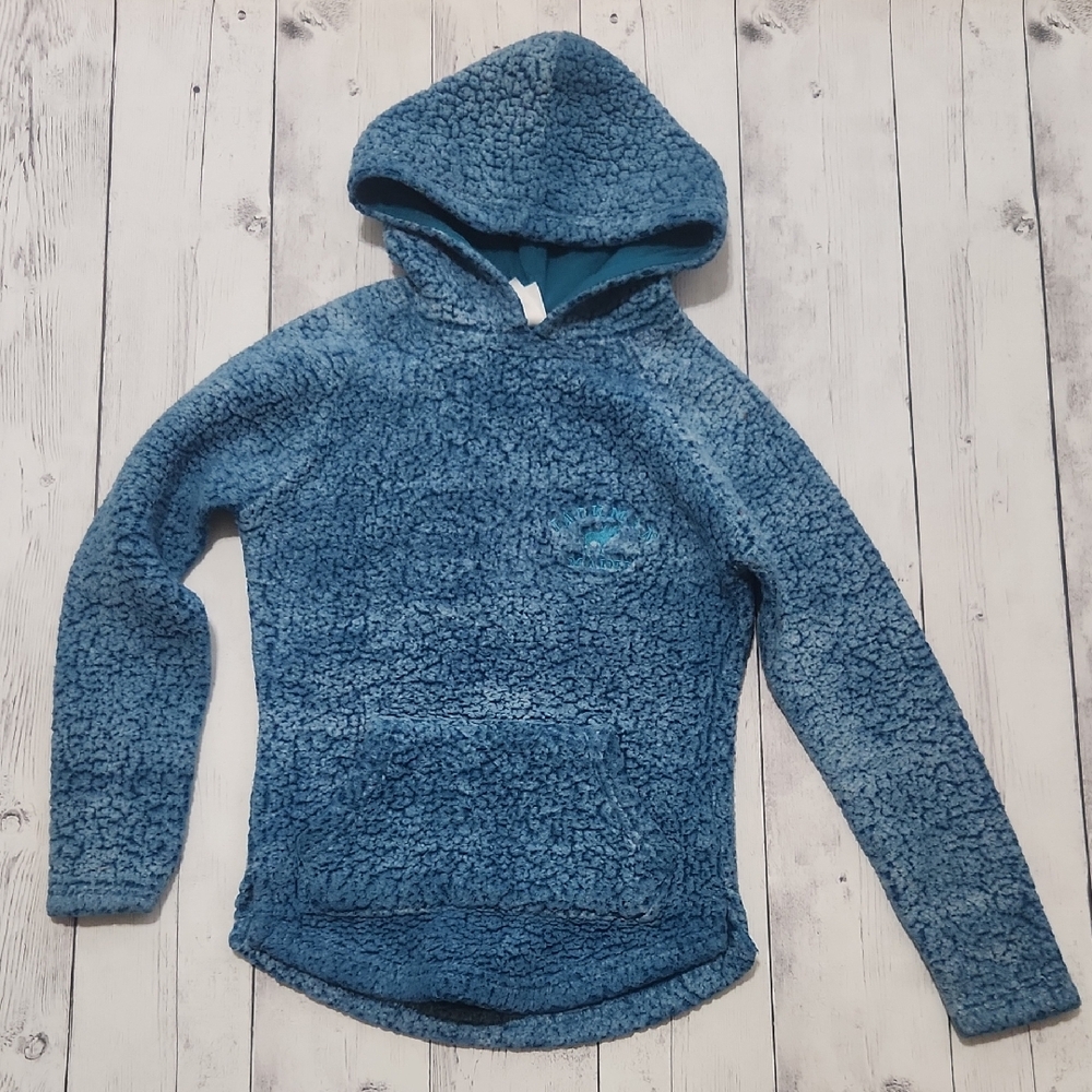 Girls Hooded Pull Over Fuzzy Jackman Maine Top Size Medium